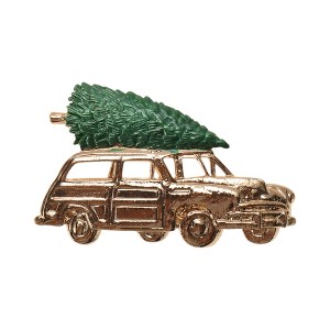 Unique Bargains Christmas Brooches YNCP7445 Alloy Dripping Wax Green Gold Tone 2.05"x1.97" 1 Pc - 1 of 4