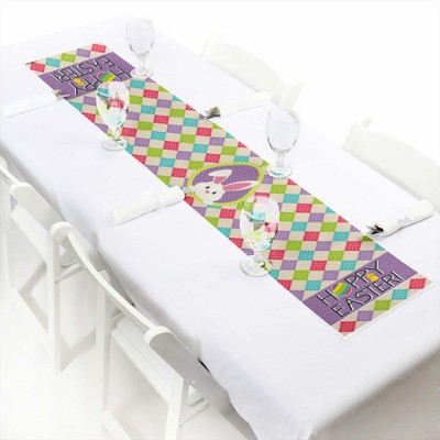 Big Dot of Happiness Hippity Hoppity - Petite Easter Bunny Easter Party Paper Table Runner - 12 x 60 inches