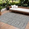 Charcoal Gray And Ivory Geometric Washable Indoor Outdoor Area Rug - 2 of 4