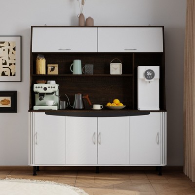 Famapy White & Black Large - scale Kitchen Cabinet Buffet: Modern Design with Ample Storage Pantry Cabinet