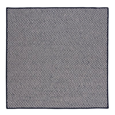 Colonial Mills Outdoor Houndstooth Tweed Braided Rug, Navy 4' square, Square Shape
