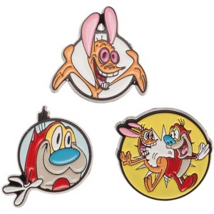 Nickelodeon Ren and Stimpy Lapel Enamel Pin 3 Pack Set - 1 of 4