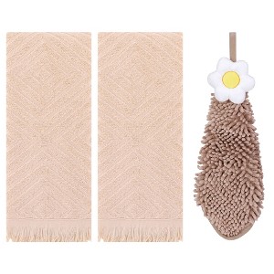 REGALWOVEN 3 Pcs Bathroom Soft and Absorbent Decorative Hand Towel - 1 of 4