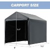 EROMMY Portable Storage Shed 5x7.2ft, Heavy Duty Outdoor Storage Shed with Rolled up Zipper Door, Carport Canopy for Bikes, Motorcycles, Outdoor Tools - image 2 of 4