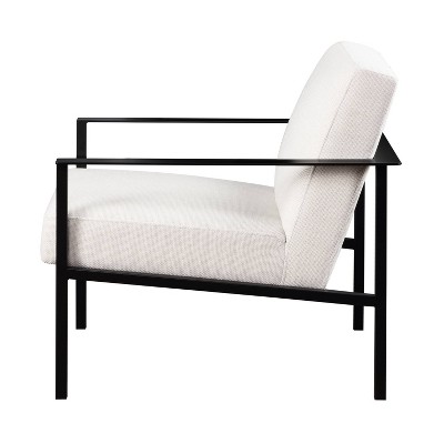Milano Oatmeal White Metal Frame Accent Chair