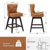 Arceso 26" Counter Height Swivel Bar Stools with Back, Faux Leather Upholstered Seat, Solid Wood Legs, Beige – Set for Kitchen Island or Home Bar - 4 of 4