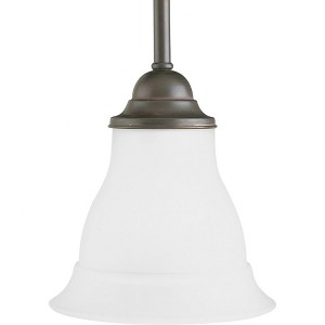 Progress Lighting Trinity 1-Light Mini-Pendant, Steel, Antique Bronze, Etched Glass Shade - 1 of 2