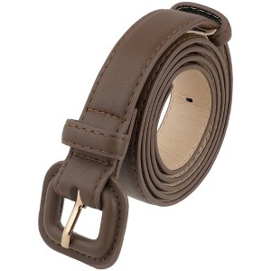 INSPIRE CHIC Womens 0.9" Width Pure Faux Leather Waistband Belts 1Pc - 1 of 4