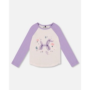 Deux par Deux Girl Jersey Raglan Sleeve Tee Lavender - 1 of 4