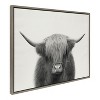 Kate and Laurel Sylvie Hey Dude Highland Cow Framed Linen Canvas by The Creative Bunch Studio, 28x38, Gray - 2 of 4