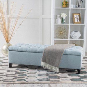 Christopher Knight Home Dana Contemporary Button Tufted Birch Wood Storage Ottoman - 1 of 4