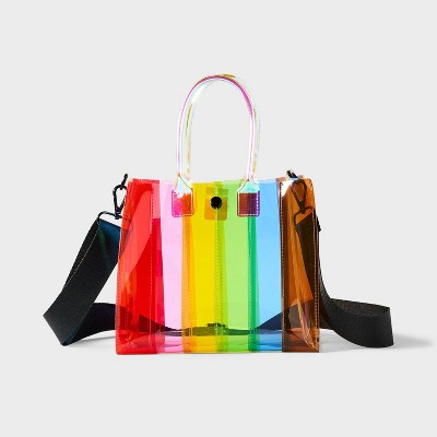 Image of Pride Transparent Mini Crossbody Bag - Rainbow Striped