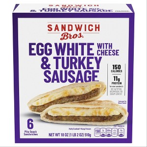 Sandwich Brothers of Wisconsin Frozen Egg White with Turkey & Cheese Breakfast Sandwich - 18oz/6ct - 1 of 4