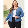 Agnes Orinda Women's Plus Size Long Sleeves Collarless Buttons Denim Jean Jackets - 2 of 4