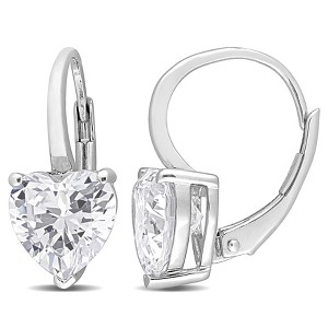 EVERLY JEWELRY | Sterling Silver 4 CT TGW Cubic Zirconia Heart Leverback Earrings - 1 of 4