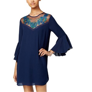 City Studio Womens Bell Sleeve A-line Dress, Blue, Small - 1 of 1