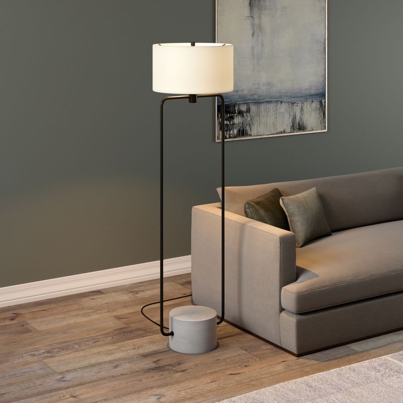 Hampton &#38; Thyme 63&#34; Tall Floor Lamp with Fabric Shade Blackened Bronze/Concrete/White, 5 of 8