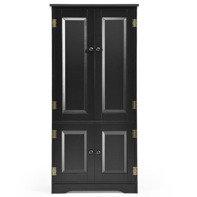 Black MDF Lockable Floor Cabinet with Adjustable Shelves
