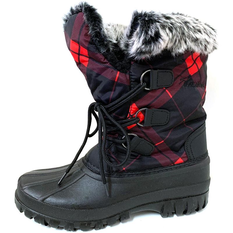 Womens Snow Boots Fur Warm Zipper Winter Shoes, Red-5
