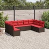 vidaXL 9 Piece Patio Sofa Set with Cushions Brown Poly Rattan - 2 of 4