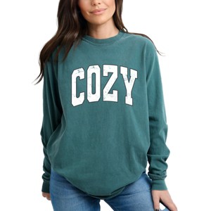 Cozy Worn Varsity - Women's Garment Dyed Long Sleeve - 1 of 4
