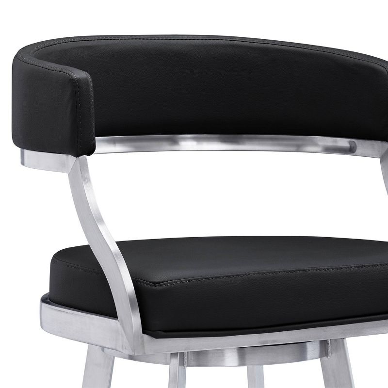 26&#34; Saturn Faux Leather Stainless Steel Counter Height Barstool Black - Armen Living, 5 of 12