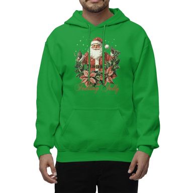 Christmas Jolly Holly Poinsettia Vintage Men's Hoodie - Irish