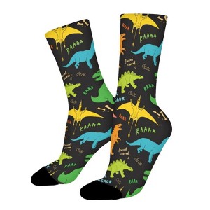Cute Cartoon Dinosaurs Women Printed Crew Socks Funny Funky Socks Soft Polyester Novelty Gifts for Artists Men - 1 of 1