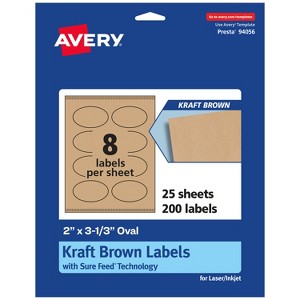Avery Kraft Brown Oval Labels with Sure Feed, 2" x 3-1/3" - 1 of 4
