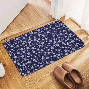 Blue White Stars Bathroom Rugs Winter Bath Mat Absorbent Non Slip Bathroom Mat Christmas Soft Floor Carpet 16x20 Inches - 1 of 1
