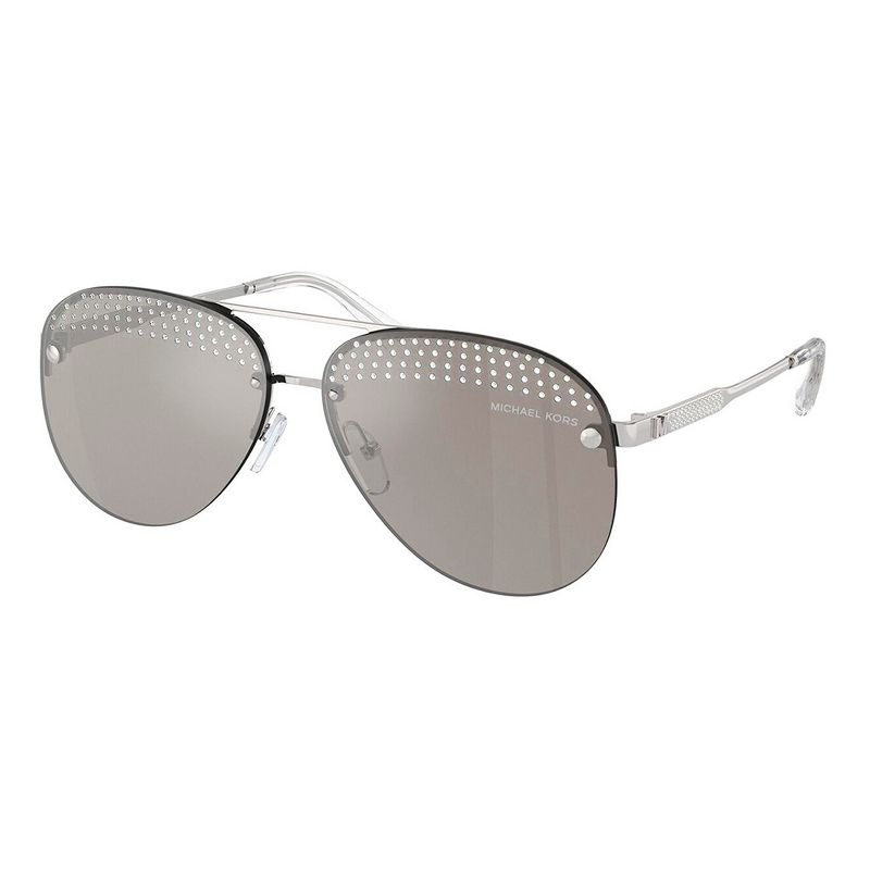 Michael Kors MK 1135B 18896G Womens Aviator Sunglasses Shiny Silver 59mm, 1 of 2