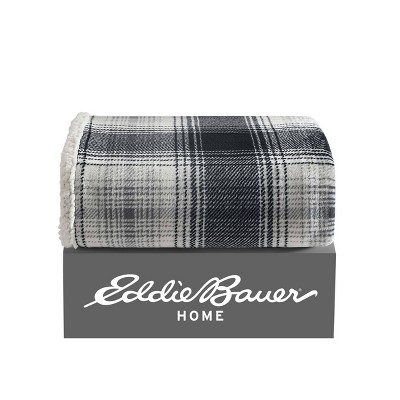 Vail Plaid Grey 50"x60" Reversible Fleece Sherpa Throw Blanket
