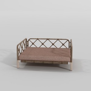 SEVOBAL Pet Beds Wicker Rattan Dog Sofa Bed Water Resistant with Cushion for Patio Garden Living Room Bedroom, Dark Brown, 24.1"*20.1"*4.72" - 1 of 4