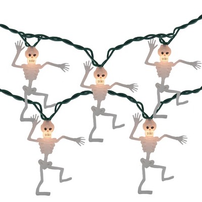 Kurt S. Adler Set of 10 LED Dancing Skeletons Halloween Light Set - 10 ft Green Wire
