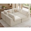 Lycvki 4-Pieces Beige Modular Sectional Sofa Couch with Corduroy Fabric Upholstered and 2 Pillows - 3 of 4