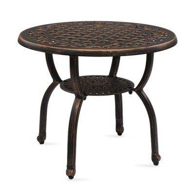 VisioGear 19.3" Tall Round End Table, Patio Coffee Bistro Table for Indoor Garden Porch Balcony, Antique Bronze, 23.6"*23.6"*19.3"