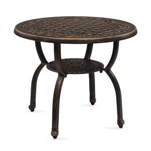 VisioGear 19.3" Tall Round End Table, Patio Coffee Bistro Table for Indoor Garden Porch Balcony, Antique Bronze, 23.6"*23.6"*19.3" - 1 of 4