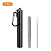 Unique Bargains 304 Stainless Steel Portable Durable Drinking Straw with Flat Case and Cleaning Brush 4 Pcs - 3 of 4