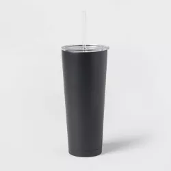 25oz Double Walled Stainless Steel Vacuum Tumbler with Silicone Lid & Straw