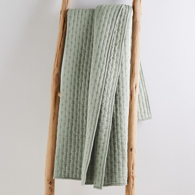 Desert Sage Cotton Reversible Quilted Throw Blanket 50x60in