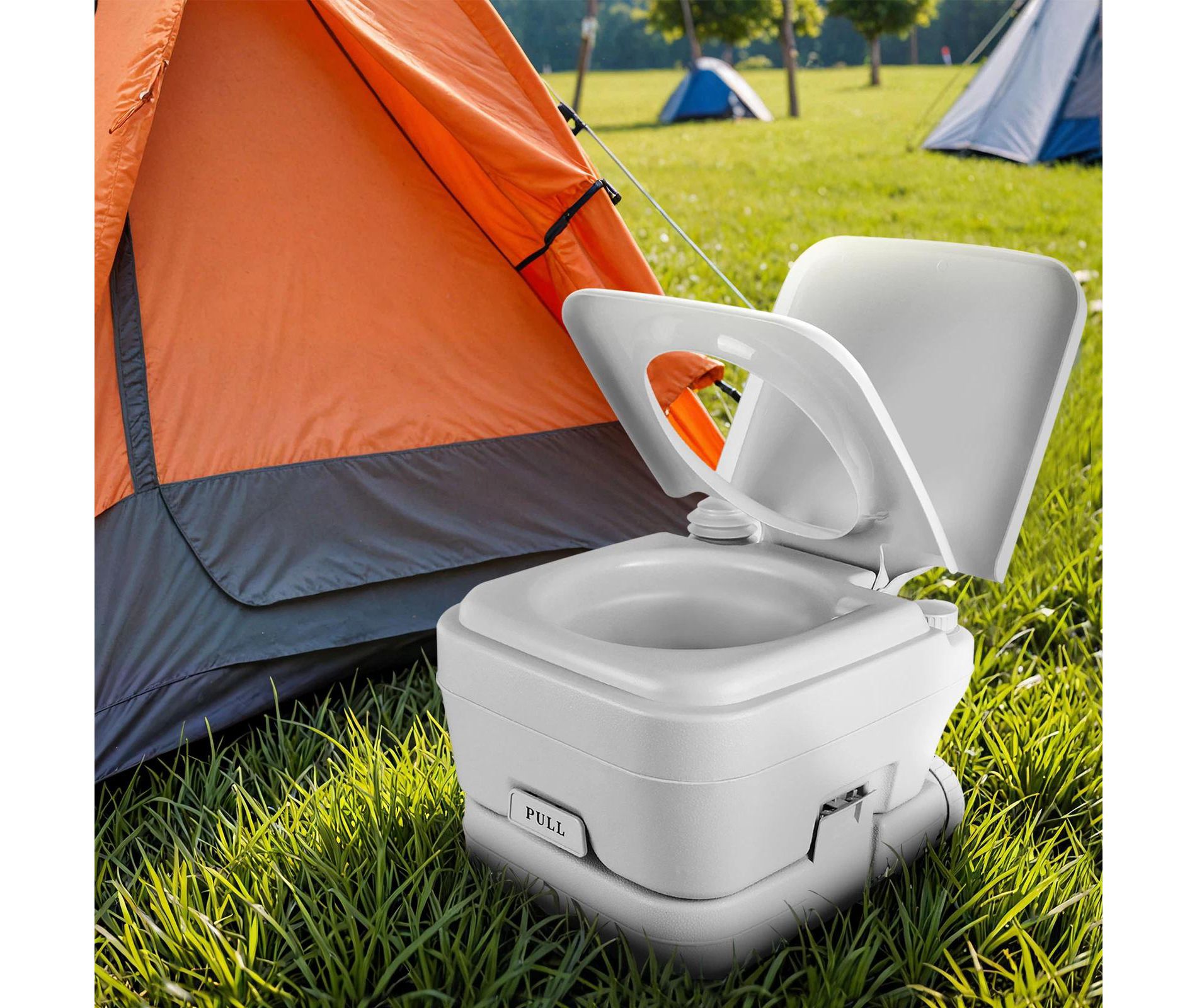 2.6 Gallon Portable Toilet for Camping, Outdoor RV Travel Potty with Press Flush Pump for Travel, Boating, Hiking, Trips