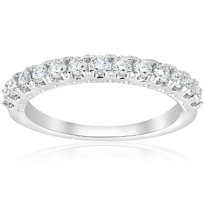Pompeii3 1/2ct U Prong Diamond Milgrain Wedding Ring 14k White Gold