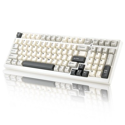 MaseiKar YZ98 Gasket Mechanical Keyboard,99 Key Hot Swappable BT5.0/2.4G/USB-C Wireless NKRO 98% 1800 Layout with RGB LED Backlit(Milk Switch, White)