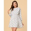 INSPIRE CHIC Women's Floral Ruffle Trim Doll Collar Smocked Waist A-line Dress - 3 of 4