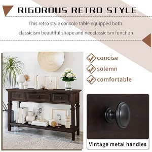Tramull Retro Console Table with 3 Drawers & Open Shelf, Solid Wood Sofa Table for Entryway & Living Room - 1 of 4