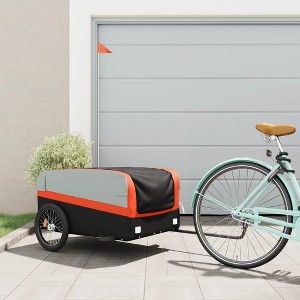 vidaXL Bike Trailer Black and Orange 99.2 lb Iron 137 x 69 x 59 cm - 1 of 4
