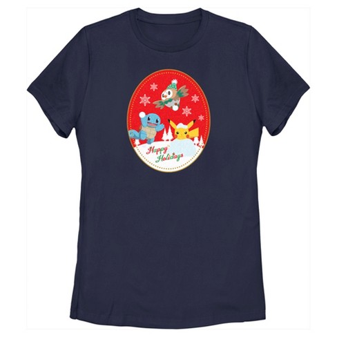 Women's Pokemon Christmas Happy Holidays Patch T-Shirt - image 1 of 4