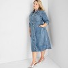 Women's Long Sleeve Denim Midi Dress - Future Collective Medium Wash - 3 of 3