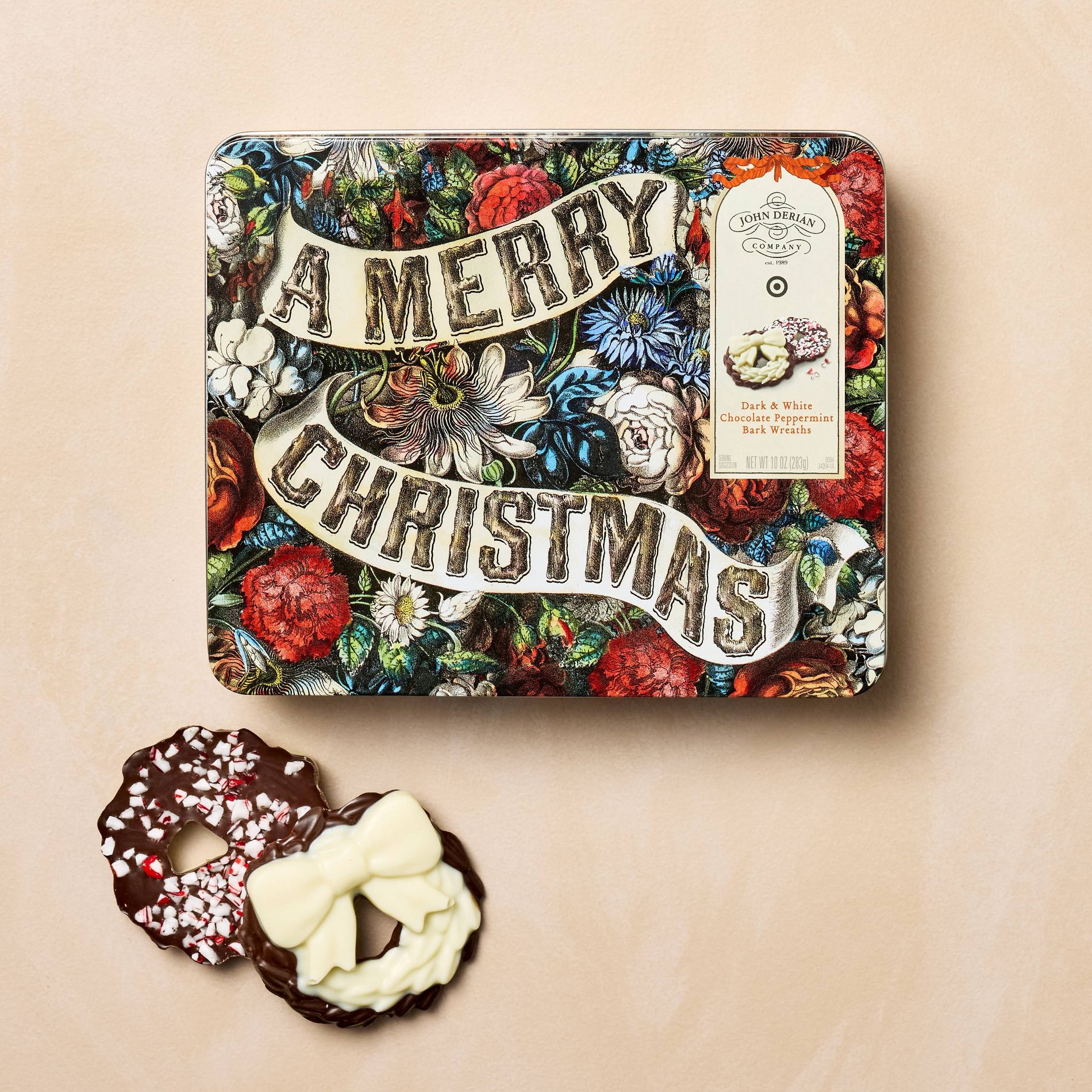 Christmas Peppermint Chocolate Bark Wreath - 10oz -  John Derian for Target
