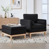 KWPZQEB Accent Chair w/ Storage Ottoman, Modern Boucle Armchair w/ Wood Legs, Reading Chair, Multi-Functional Footrest w/ Coffee Table for Living Room - 2 of 4